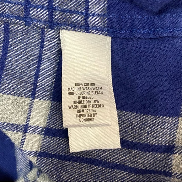 Bonobos Button Down Shirt Mens Size XL Long Tailored Slim Fit Blue Plaid Flannel - Picture 5 of 6